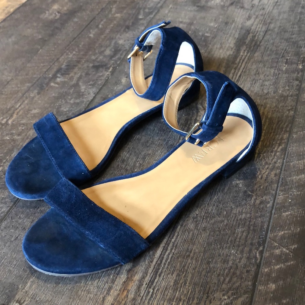 J. crew Suede Blue Ankle Strap Gorgeous Sandals 7